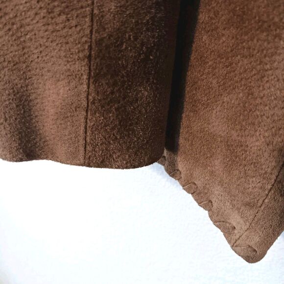 Vtg Relativity Womens M Brown Genuine Suede Leather Jacket Stitching Y2K - Picture 10 of 13